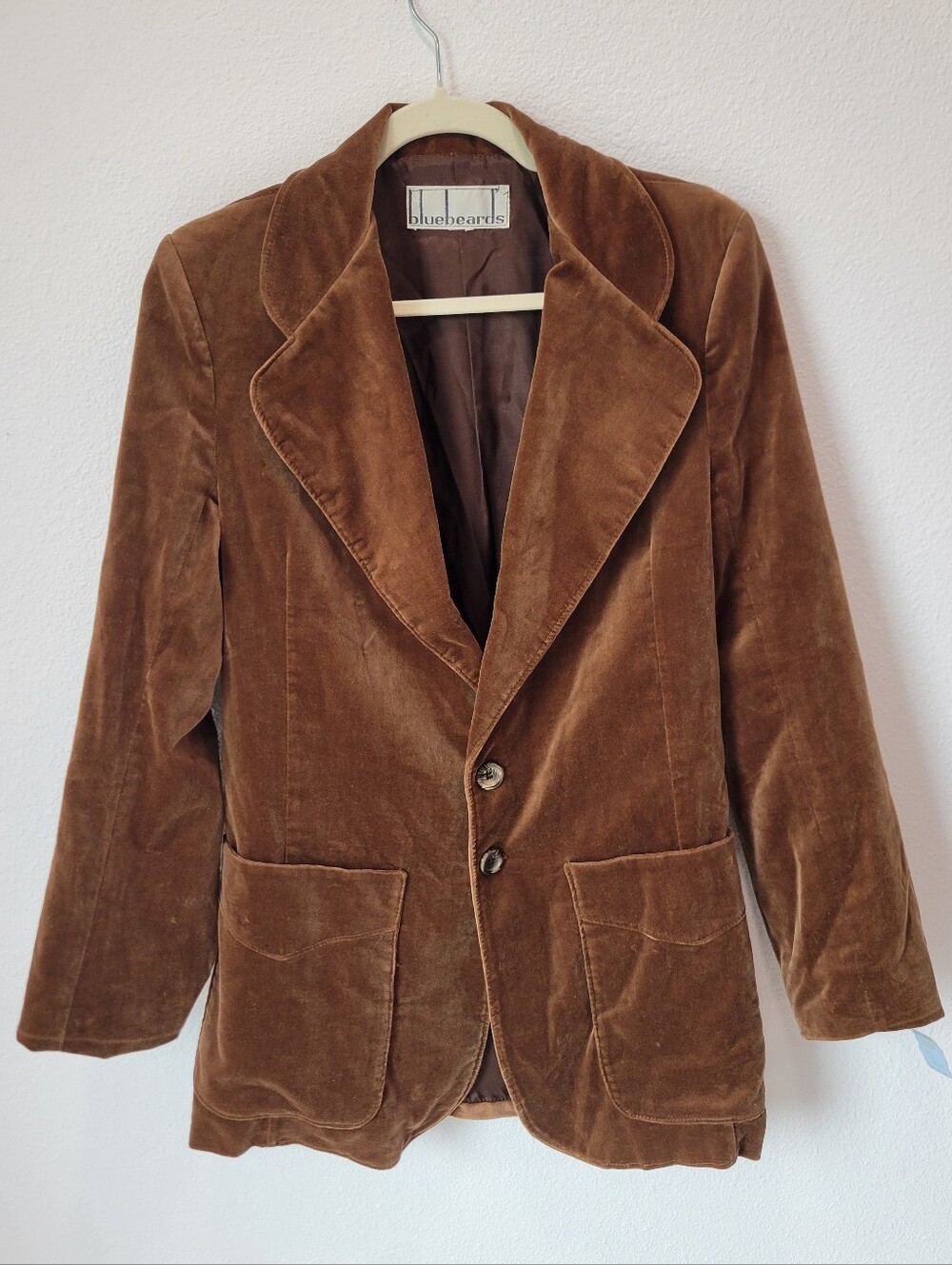 Vintage Bluebeards Brown Velvet Blazer Men’s S Retro 70s Disco Jacket